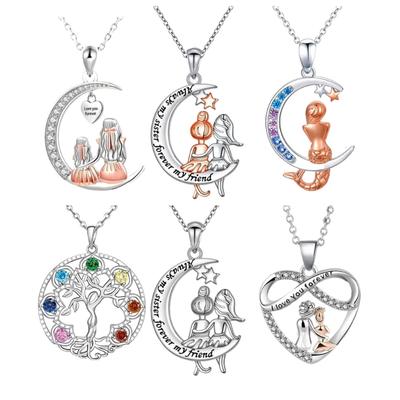 Sun And Zodiacs Inspired Trees Of Life Necklace Adjustable Heart Moon Pendant Jewelry For Mother Birthday Anniversary Gifts
