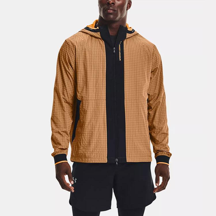 Under Armour Rush Legacy Colorblock Design Breathable Training Zip Jacket Men Brown 1366186-277
