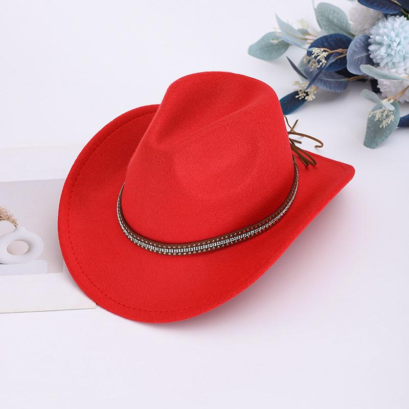 Western Cowboy Hat, Rivet Jazz Hat, Upturned Top Hat, Big-brimmed Felt Hat, Sunshade Woolen Hat, Men and Women