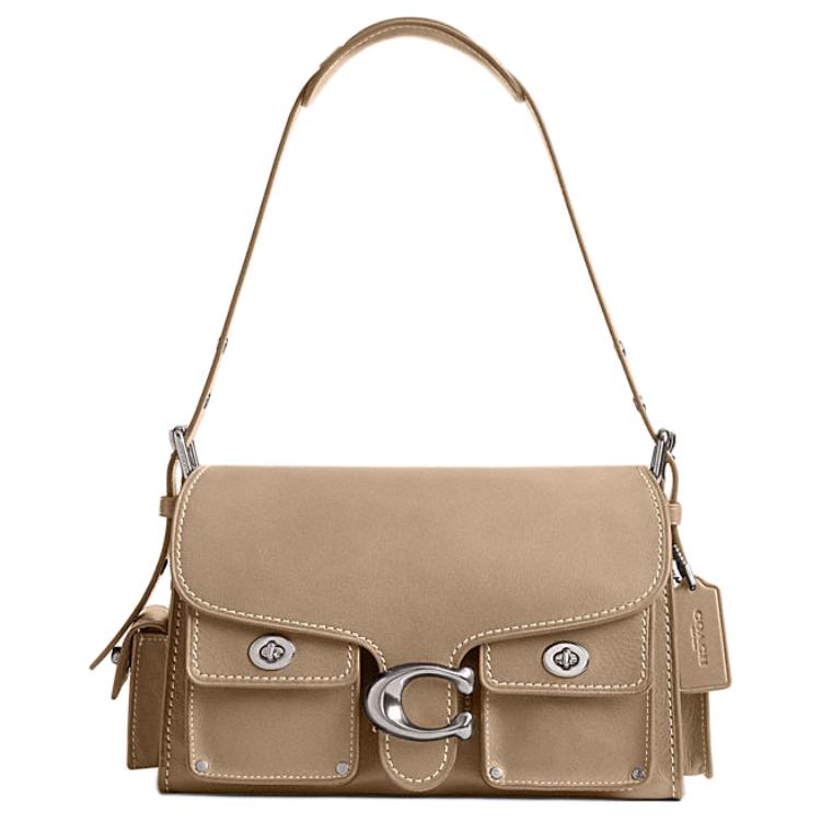 

Coach Cargo Soft Tabby 26 Metal Logo Snap Closure Pebbled Leather Motorcycle Bag Women Shoulder Bag Khaki CU124-LHSBM Basic Set (Bag+Dust Bag)