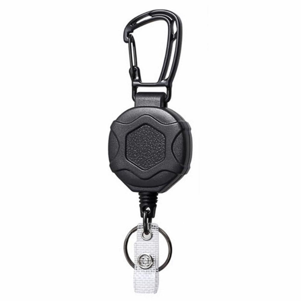 Alloy Retractable Key Reel Black Wire Rope Holder Portable Carabiner Clip  Outdoor Backpack Use