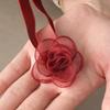 Damen Elegantes Netzblumen-Halsband Damen Bequem Rotes Schwarzes Halsornament Mädchen Leichtes Rosen-Halsband Party Geschenk