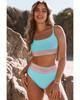Azura Exchange Patchwork Striped Spaghetti Strap High Waist Bikini Swimsuit