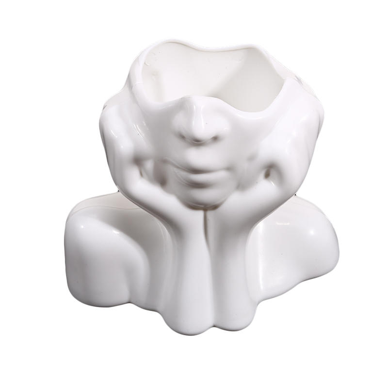 1Pc Cute Face Shaped Makeup Brush Holder Minimalist Art Vase for Eyebrow Pencils Desktop Decoration Home Organizer