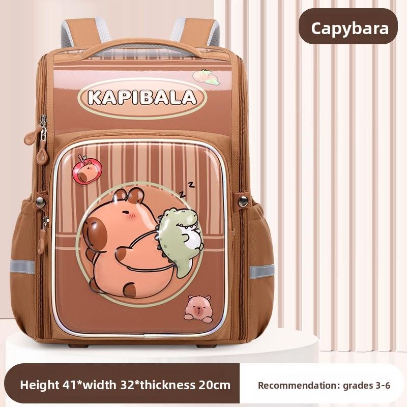 Kapibara Schoolbag for Elementary School Students, Cute Children s Schoolbag, Lightweight Space Bag