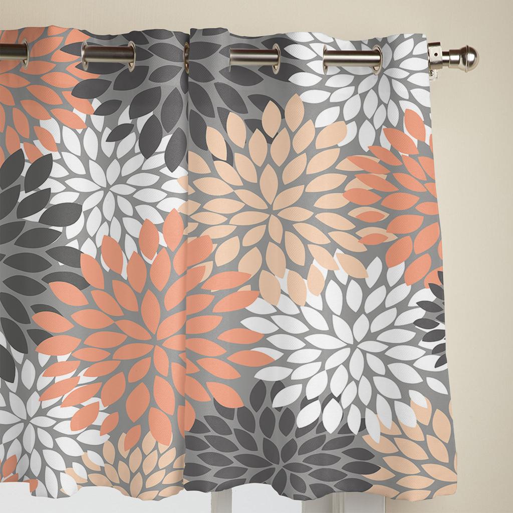 Dahlia Vintage Color Flowers Curtains for Living Room Kitchen Window Curtain Luxury Curtains for Bedroom Kids