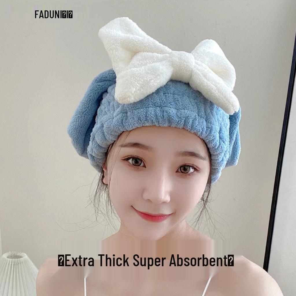 

Coral Fleece Princess Bow Quick-Dry Hair Cap, Non-Shedding, High-Value Student Bath Cap Thick Princess Bow Cap цвітіння вишні, рожевий колір