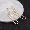 Simple Zircon Multi-layers Chain Hollow Geometric Paper Clip Drop Earrings for Women New Fashion Long Ear Zircon Mujer Brincos