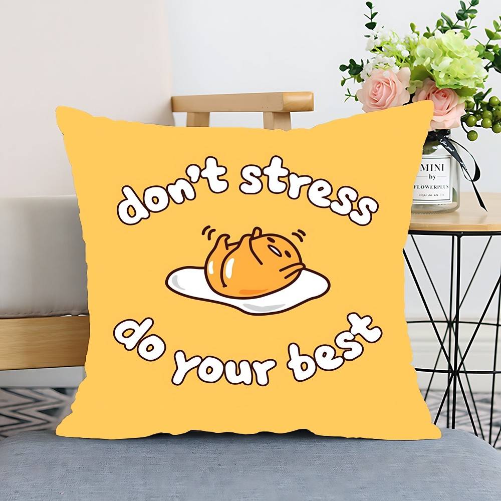 

S-Sario G-Gudetama Pillow Case Cushion Cover Polyester Pillowcase Decorative Sofa Cushion Pillowcase Home Decor 16x16Inch