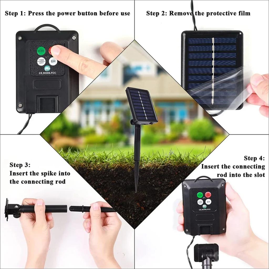 New Outdoor Solar Lamp String Lights Timing 200/300 LEDs Fairy Holiday Christmas Party Garland Solar Garden Waterproof