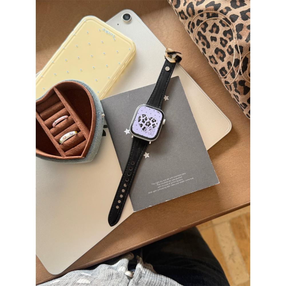 Heart Pattern Leather Loop Strap, Cute Style For Apple Watch Ultra 11/10/9/8/7/6 38/40/41/42/44/45/46/49mm Universal Watch Band