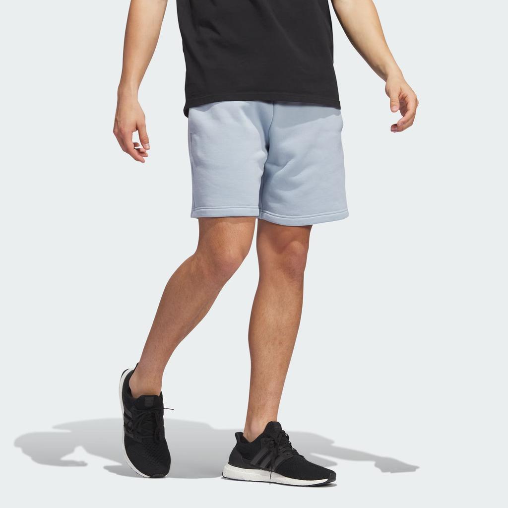 Adidas All Season Fleece Shorts With Solid Color Tag Logo Men Shorts Blue IN1420