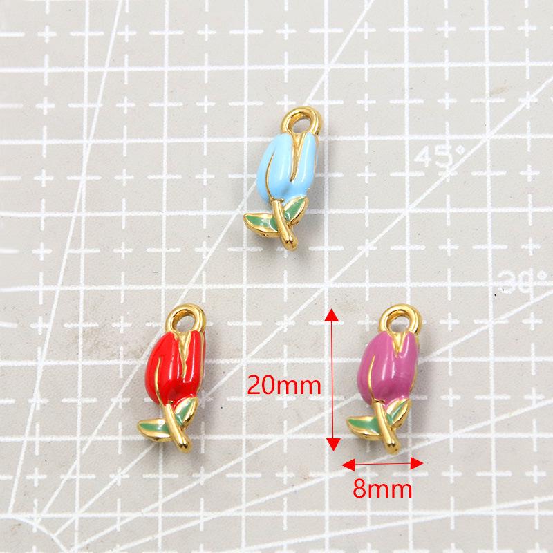 Multicolor 8x20mm Gold-Plated Stainless Steel Tulip Pendant for DIY Jewelry Making