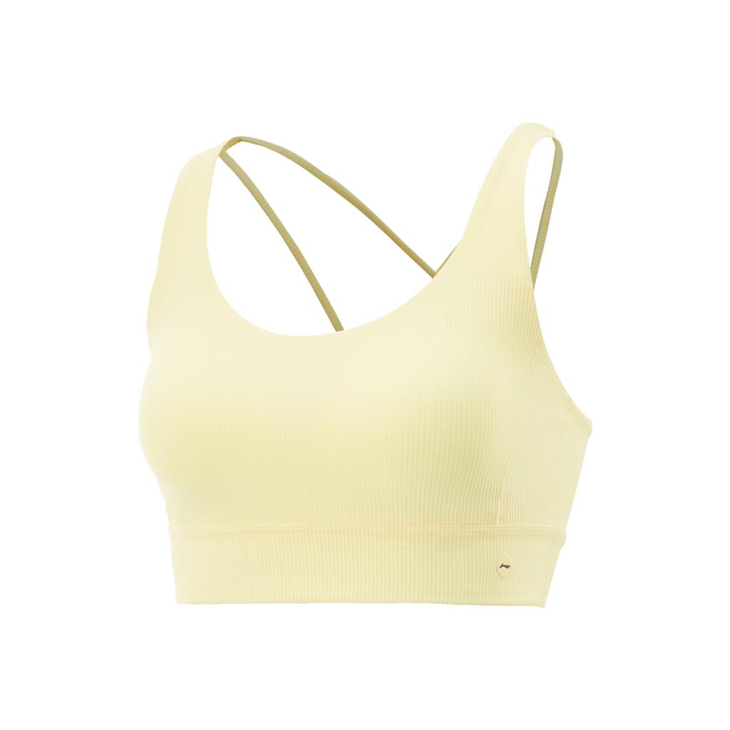Li-Ning Fitness Series Casual Simple Solid Color Breathable Sports Bra Women Underwear Light-Goose-Yellow AUBV016-1