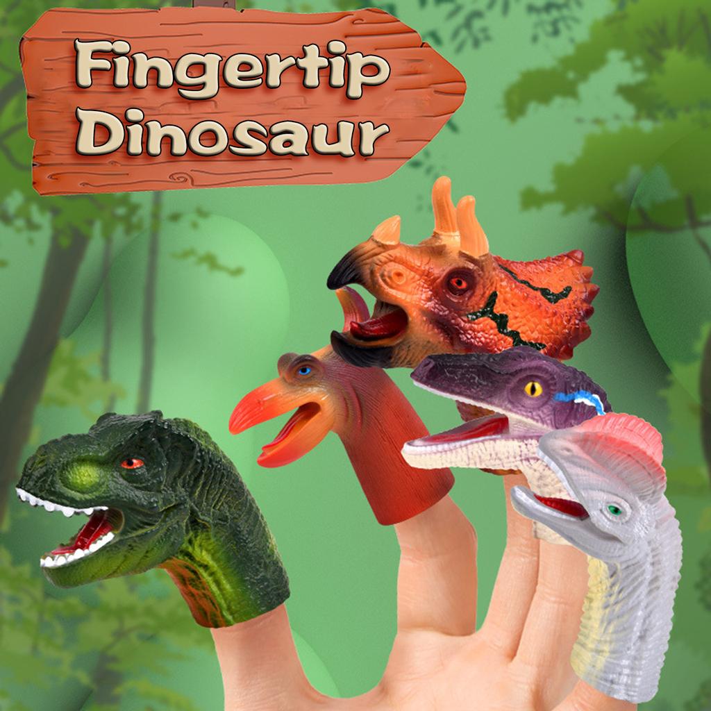 5pcs Funny Cartoon Artificial  Finger Puppets Dinosaur Finger Playing Toys