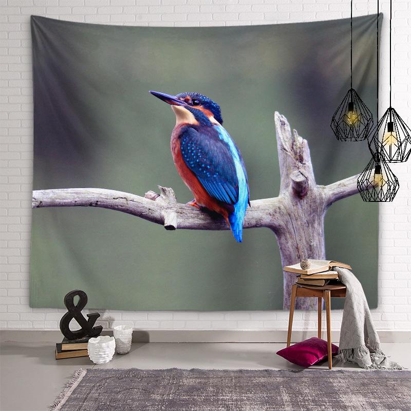 Tapiserie Kingfisher Artă de perete cu păsări Tapiserie decorativă Kawaii Cameră pentru copii Sufragerie Dormitor Cameră Estetică Decor interioară