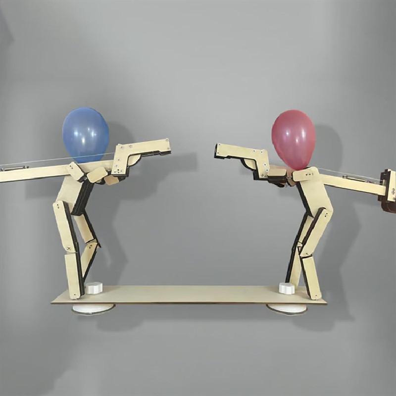 Wooden Manual Assembly Funny Shooting Puppets Balloon Game Children Toys Set