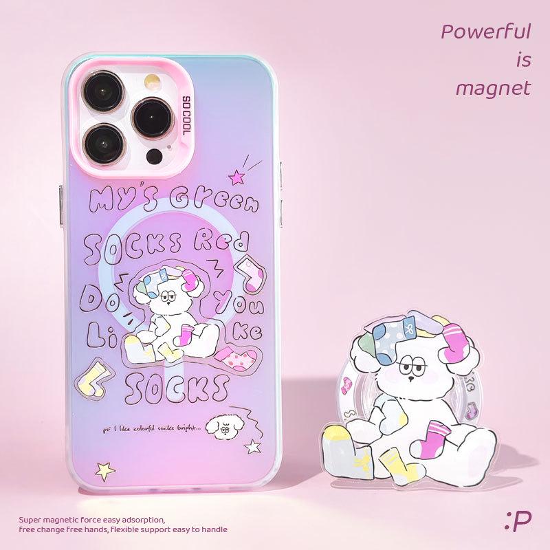 Etui magnetyczne Zhitai Frosted Laser do telefonów iPhone 16 Pro i Huawei P70 z uchwytem.