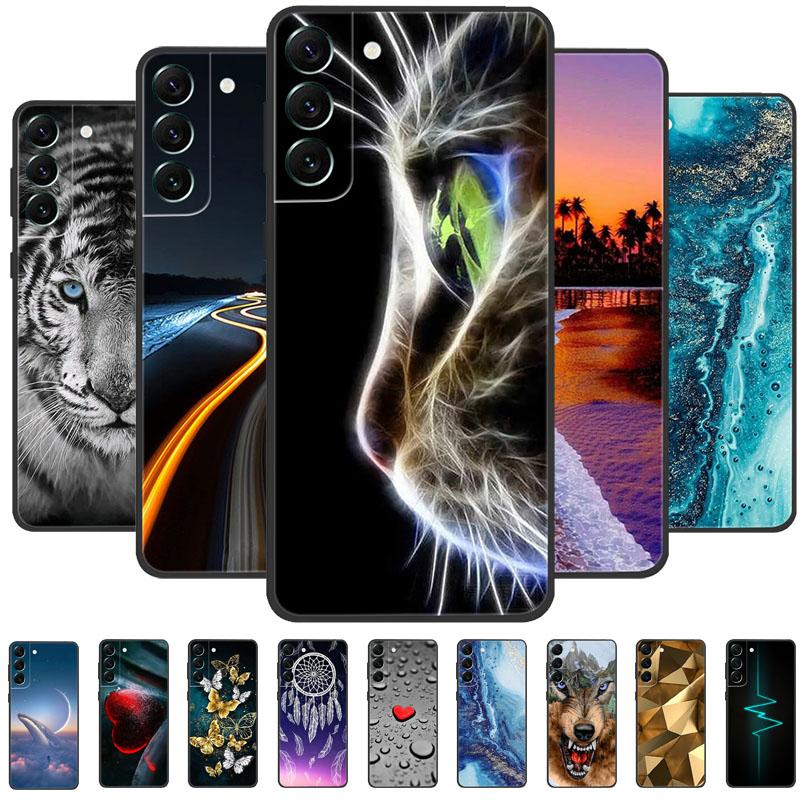 Case For Samsung S22 Fundas S22 Plus 5G Soft Silicone Phone Cover For Samsung Galaxy S22 Ultra S22+ Black Matte Bumper Shell