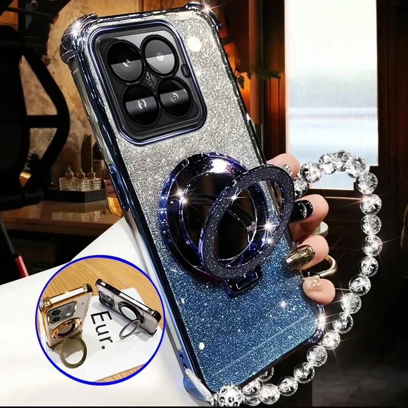 Shockproof Glitter Bracelet Magnetic Phone Holder Case On For Motorola MOTO Edge 60 Edge 50 Edge50 Fusion Pro Neo Bracket Cover
