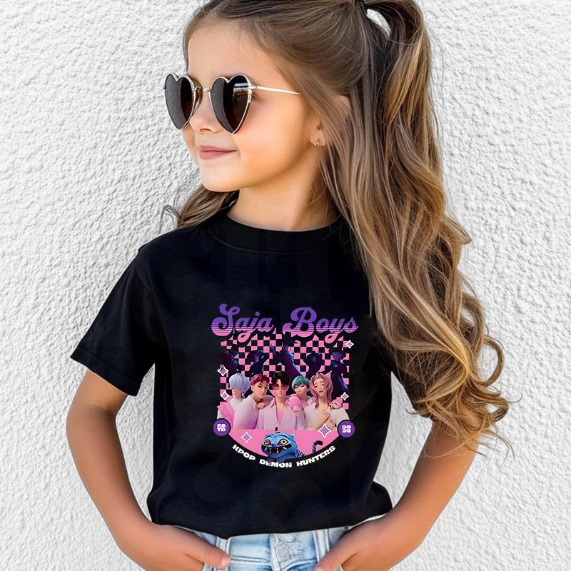 T-Shirts Girls Children's Cartoon Print Fashion Short Sleeve Casual Children's Clothing Top Comfortable
