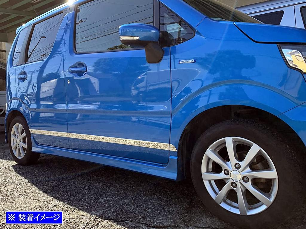 BRIGHTZ Wagon R Custom Z MH55S MH95S Super Mirror Finish Stainless Steel Plated Side Door Molding 8PC MH55 MH95 H55 H95 55 95 Wagon R Custom Z Custom