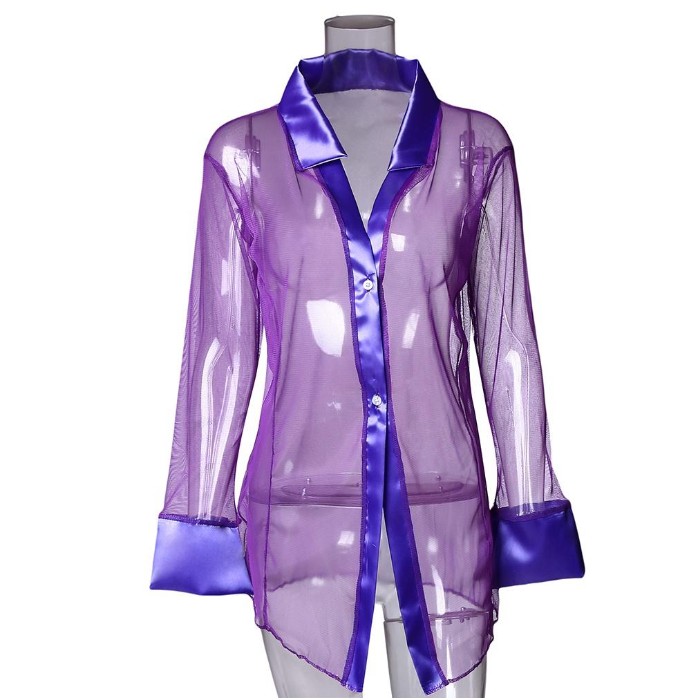 Frauen Sexy Dessous Transparent Clubwear Stripper Langarm Unterwäsche