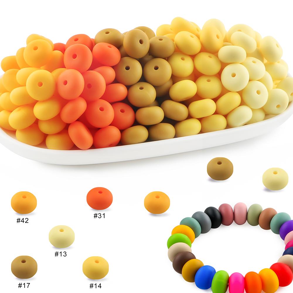 25Pcs/lot 14mm Abacus Silicone Lentil Beads Loose Bead For Jewelry Making DIY Jewelry Accessories Keychain Beaded Pen Bracelets