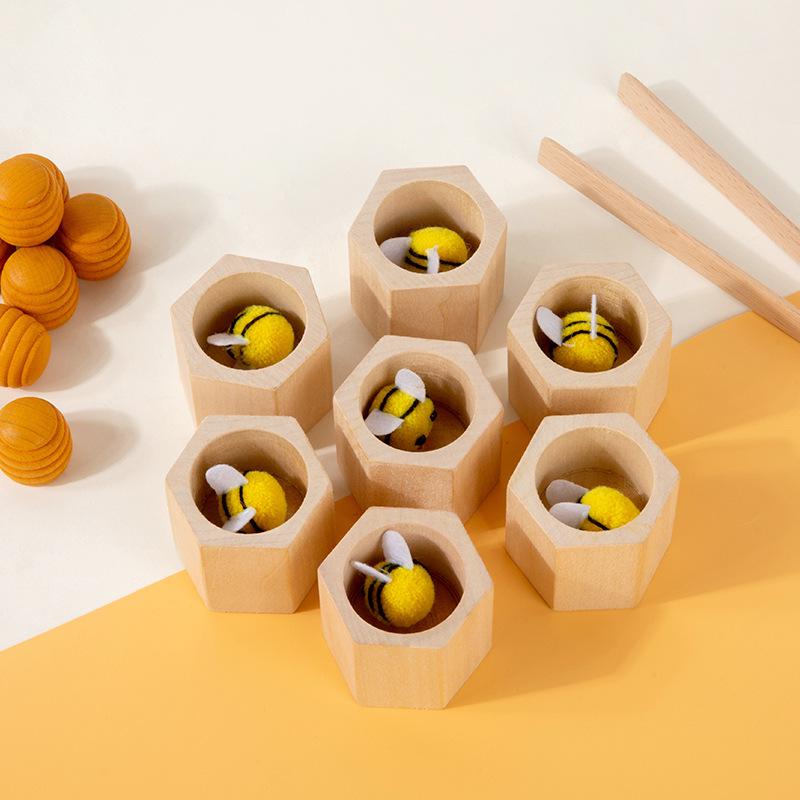 Montessori Wooden Bee Honeycomb Toy for Fine Motor Skills, Ages 3+