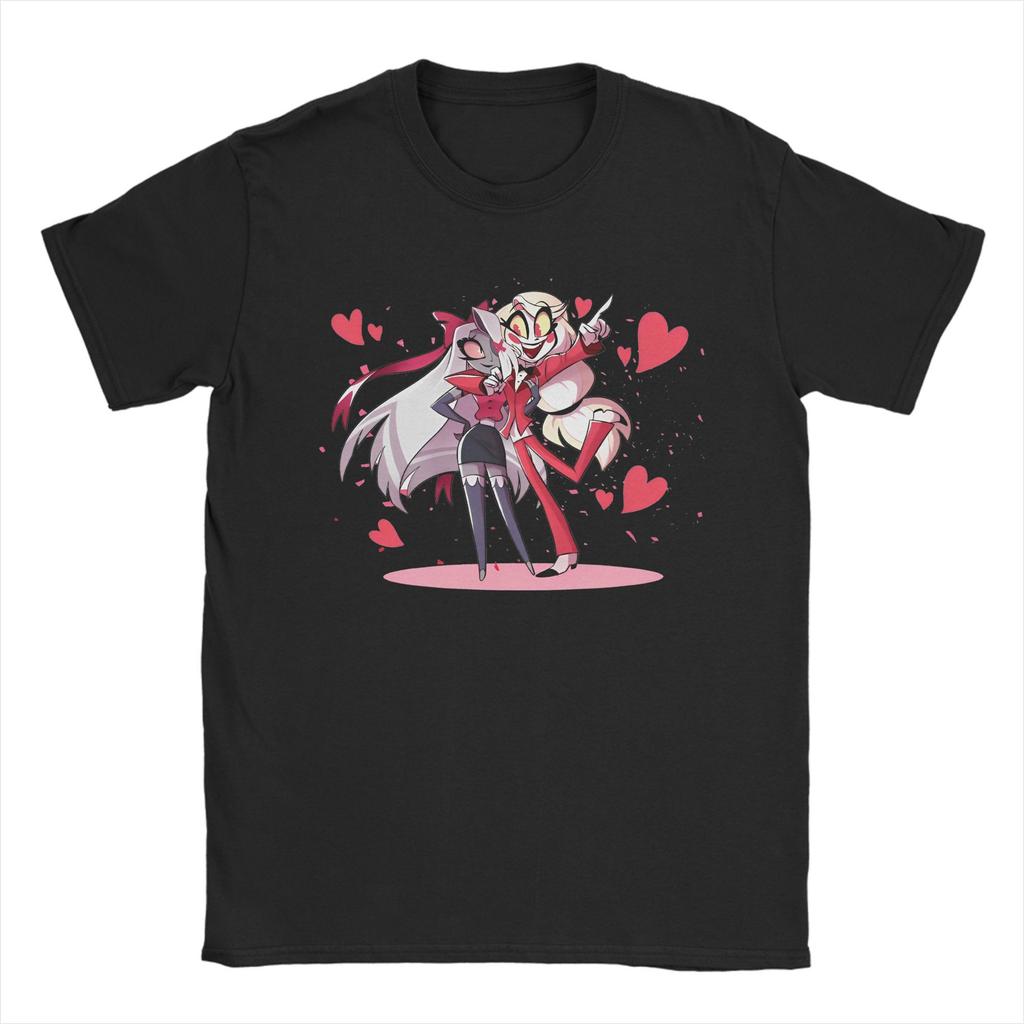 Retro Alastor Anime T-Shirt Für Männer Frauen Rundhals Kurzarm Oberteile Hazbins Hotels 100% Baumwolle Sommer Oberteil T-Shirt