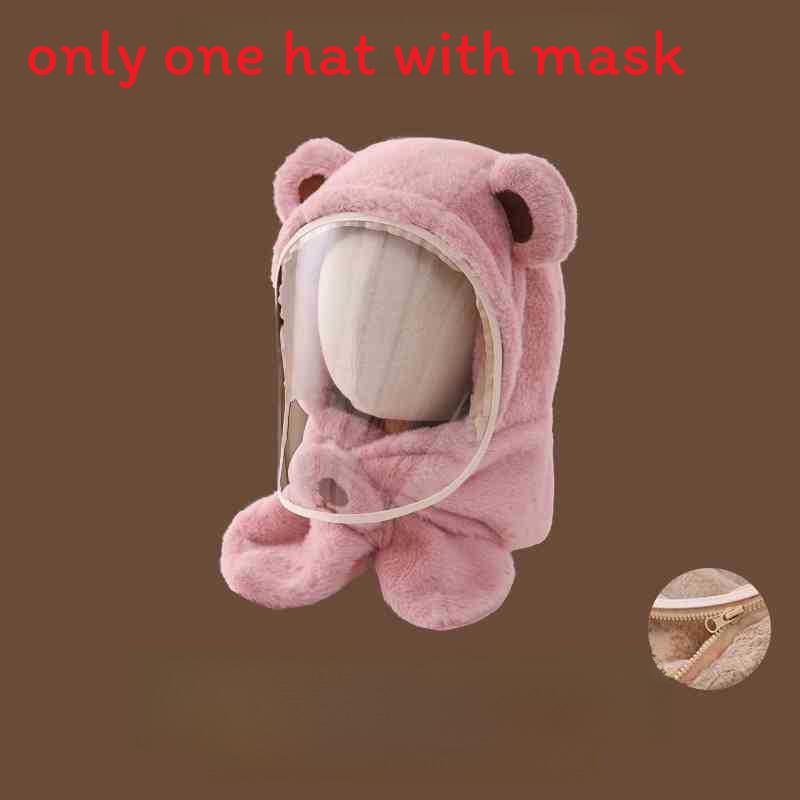 

Plush Baby Winter Hat With Removable Face Mask For Toddlers Girls And Boys рожевий