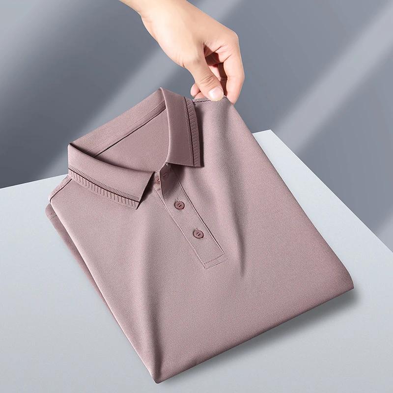 New Men's Business Casual Short Sleeved Shirt Solid Color Polo Shirt Fashionable Breathable Comfortable Versatile Top
