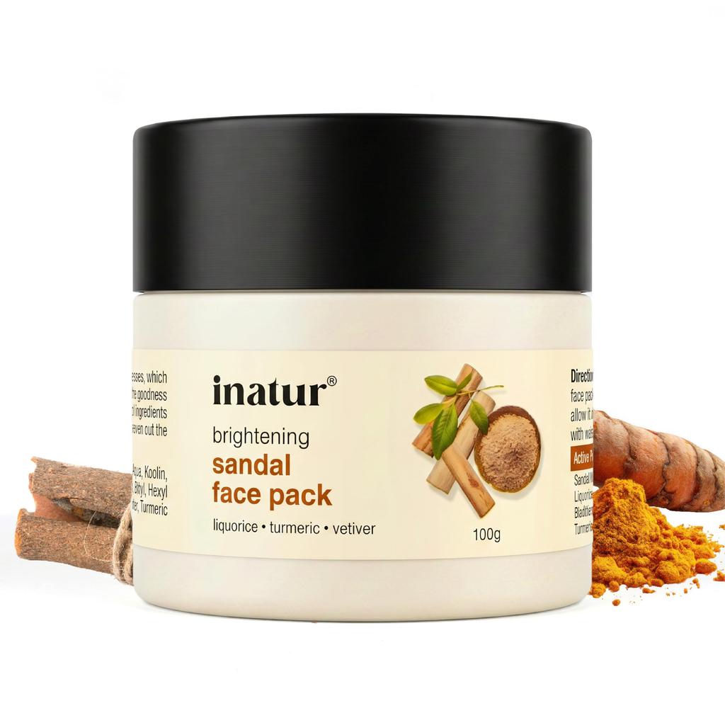 Inatur Sandalwood Face Pack | Controls Blemishes & Pigmentation | Deep Cleansing & Tan Removal | Enhances Glow & Brightens Complexion | 100% Natura