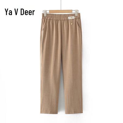 Yalu Women's High-Waisted Casual Straight-Leg Cotton and Linen Trousers