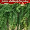 9Ft Artificial Cedar Garland with Lights, Realistic Norfolk Pine for Christmas Decor Indoor Outdoor