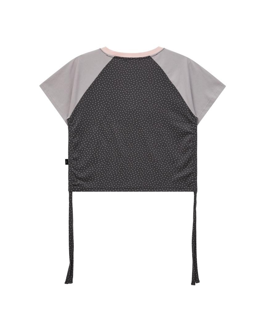 WAIKEI Star Dot Shirred Short Sleeve T-Shirt Gray