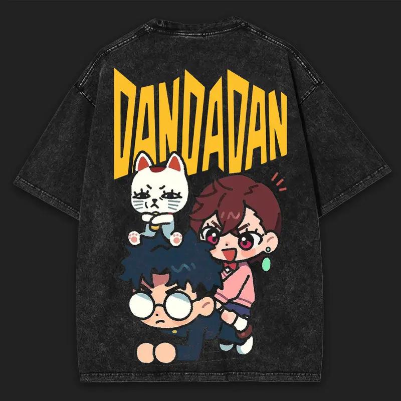 Hot Anime Dandadan Ayase Momo Ken Takakura Print T-shirt Men Women Clothing Cotton Tshirt Retro Washed T Shirt Male Manga Tops