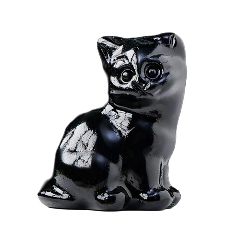 Kristall Glückskatzen Figur Schnitzerei Miniatur Ornament für Schreibtisch Fengshui Dekorationen Symbol für Glück Tierstatue