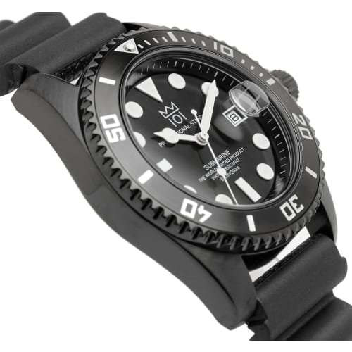 HYAKUICHI 101 No.1 Quartz Dive Watch with Date Display, Water Resistant to 20 ATM, Model HYAKU1-001 (Black Rubber)