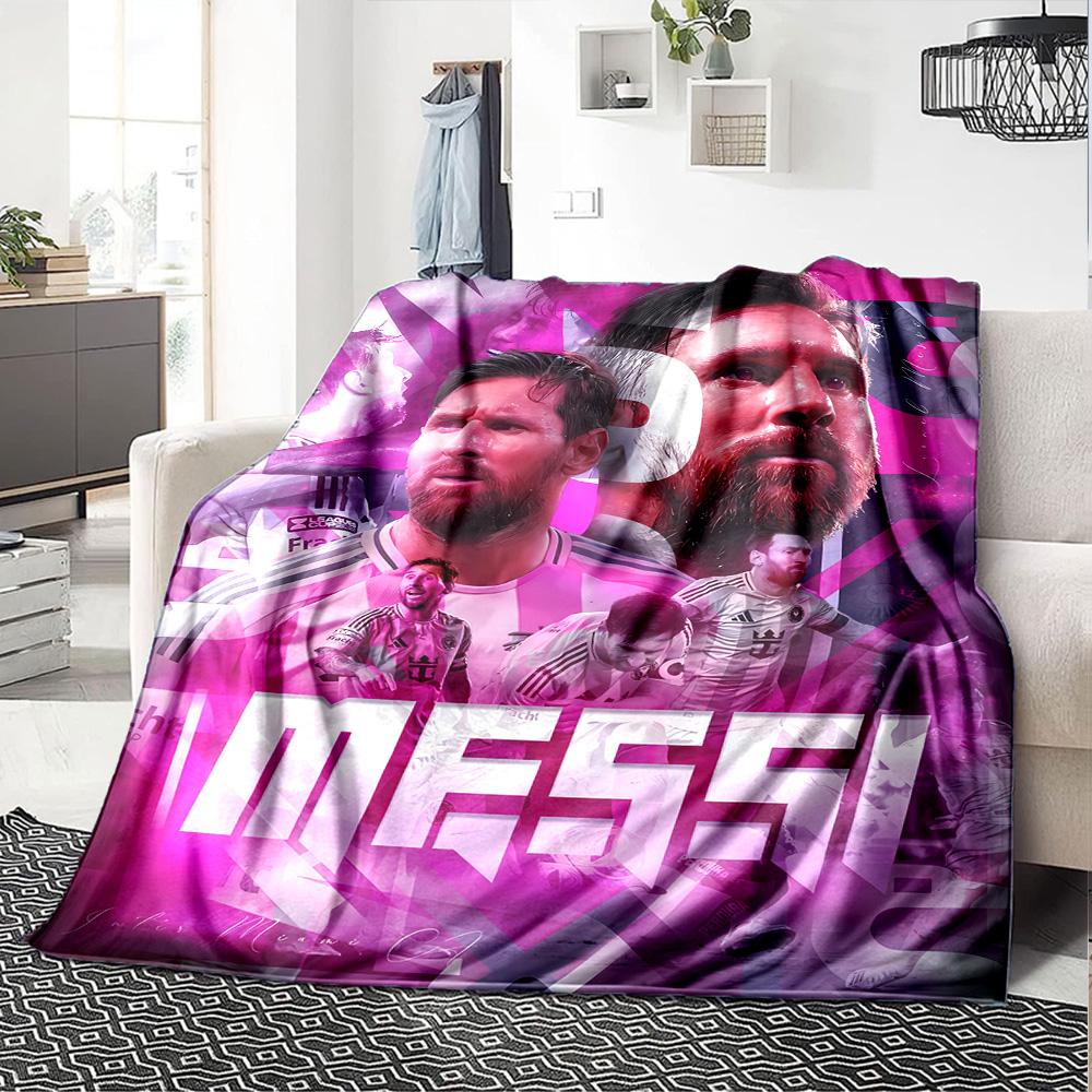 Pink Neon Soccer Stars Blanket Ultra-Soft Perfect for Bedding Office Bed All-Season Use Modern Style Perfect Gift for Relatives and Friends