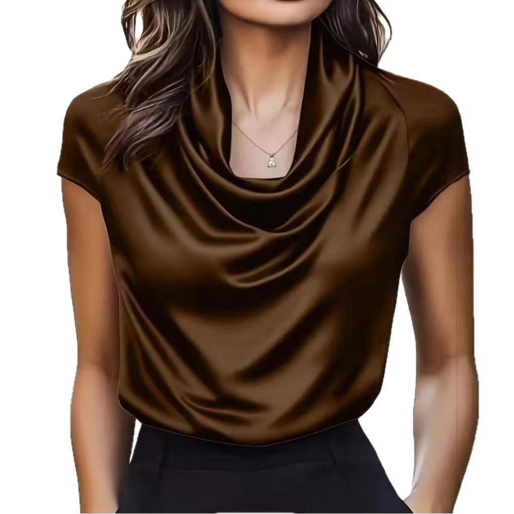 New, swinging collar pendant short-sleeved top casual versatile shirt women
