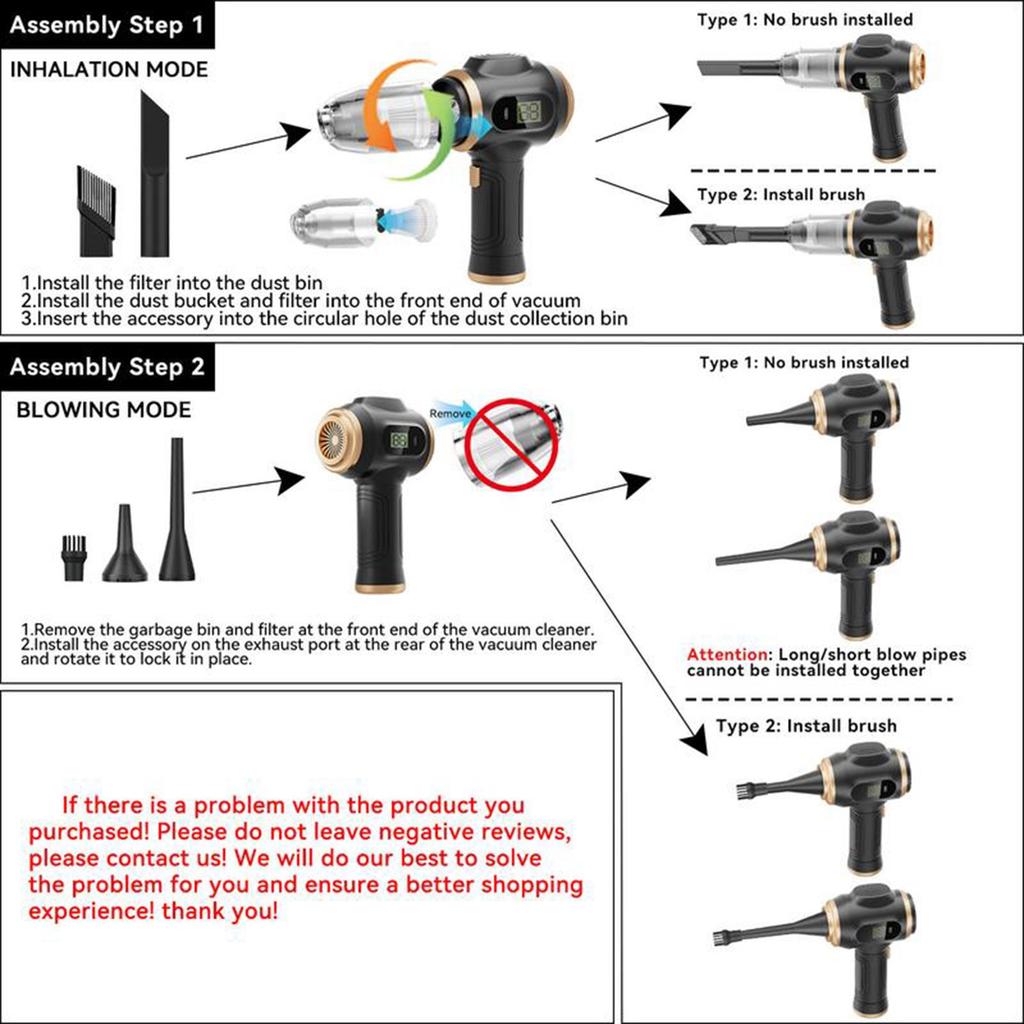 Handheld Cordless Car Vacuum Cleaner, 12000Pa High Power Portable Rechargeable Blower & Vacuum Handheld With Brushless Motor For Car Home Outdoor Use