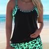 Split Plus Size Swimsuit Women's Independent Stand Boxers Conservative Tankini High Waist Split Bikini