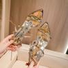 2025 Summer New Pointed Open-toed Rhinestones Sexy One-word Buckle High Heels Stiletto Fashion Show Sandals Women