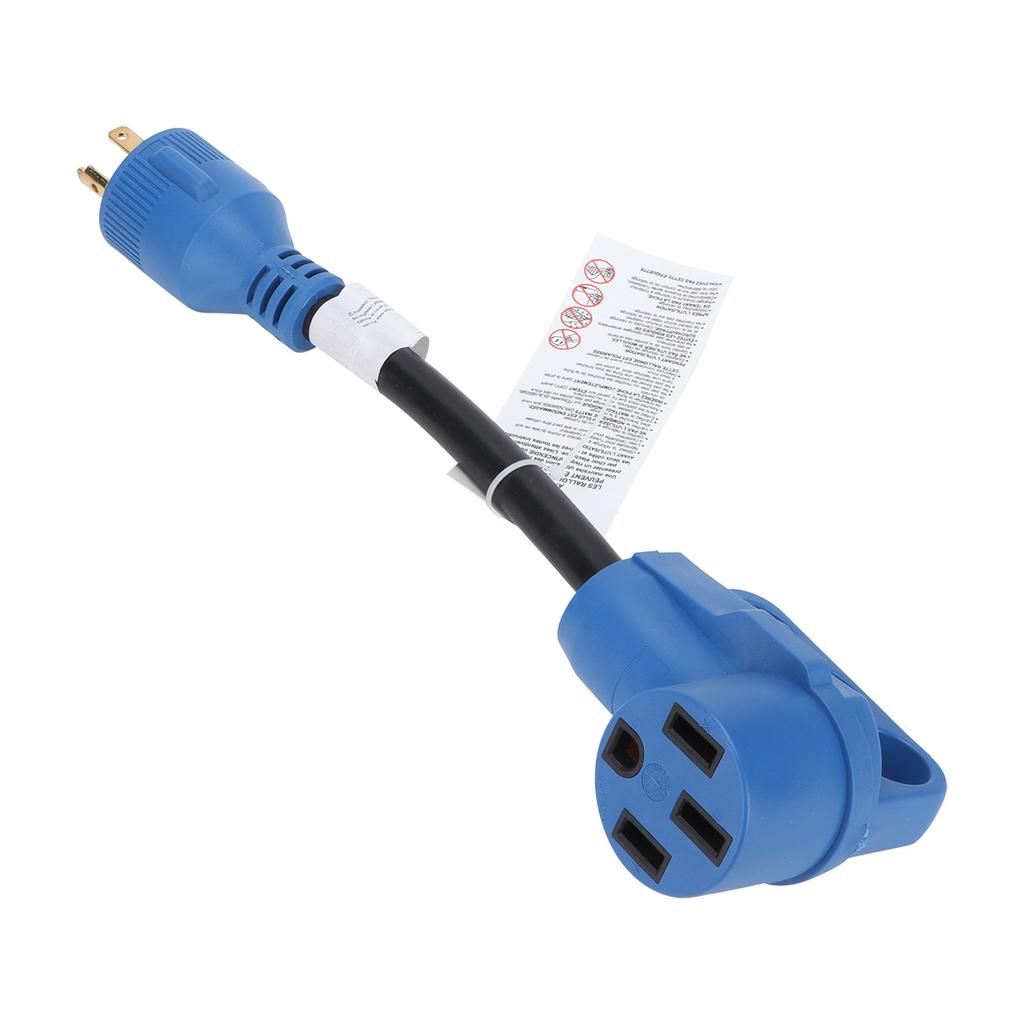 RV Power Adapter Conversion Cable 30A to 30A 125V 10awg 3 Cord for Charging Vehicles Blue