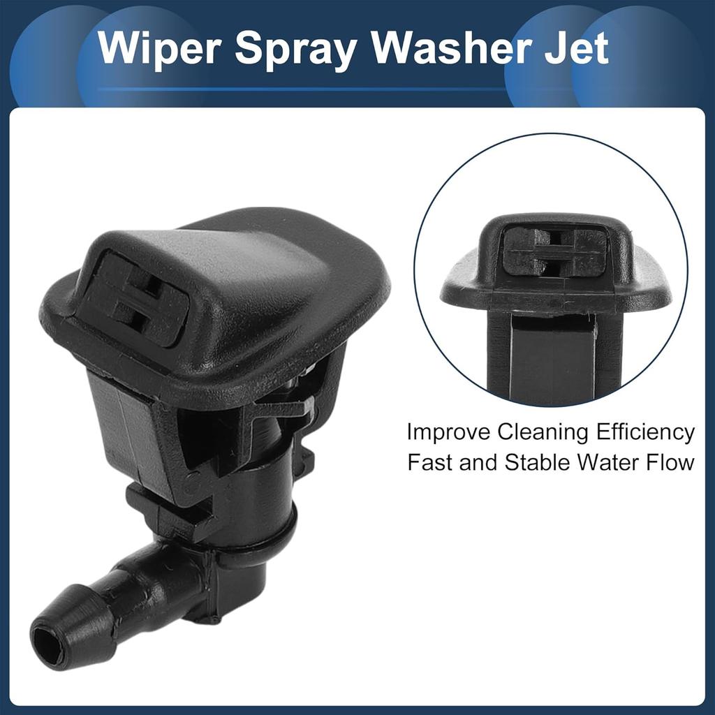 Windshield Washer Nozzle Front with Hose Connector No.68164356AB for Jeep Wrangler 2013-2018 Plastic Black