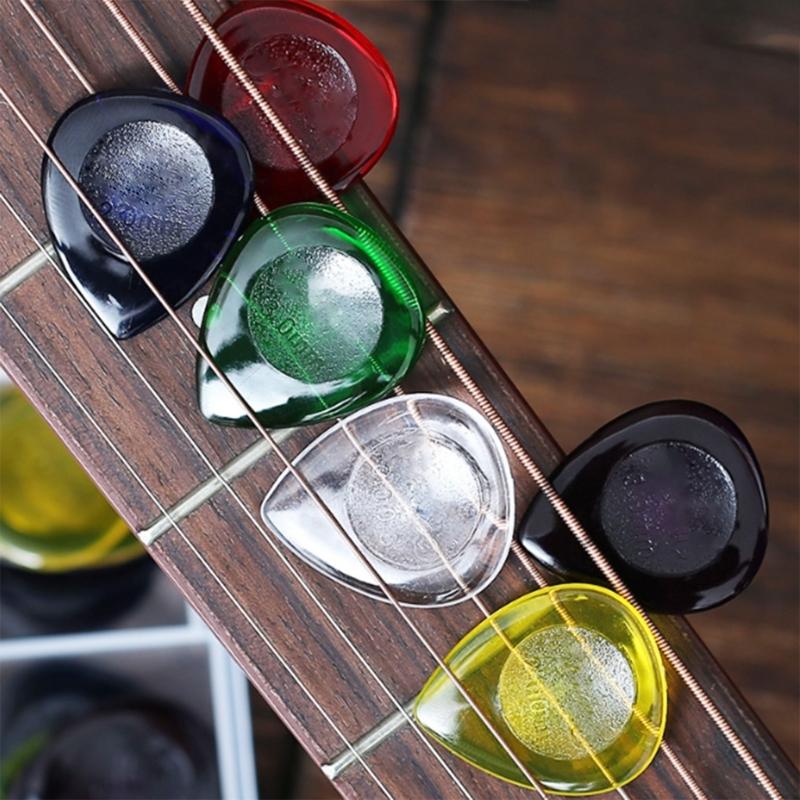 100Pcs Water Drop Shaped Guitar Thumb Picks Colorful Clear Electric Guitar Pick with Storage Box Guitar Accessories