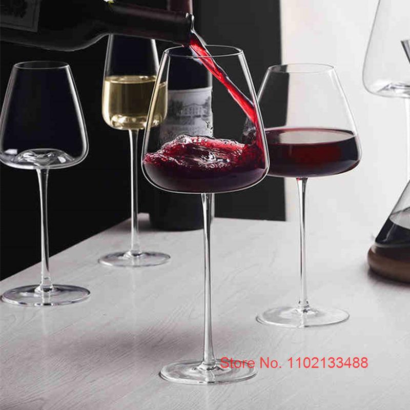 Collectible Red Wine Glass Handmade Artwork Clear Crystal Wineglass Cup Champagne Flute Big Belly Small Mouth Bordeaux Goblet