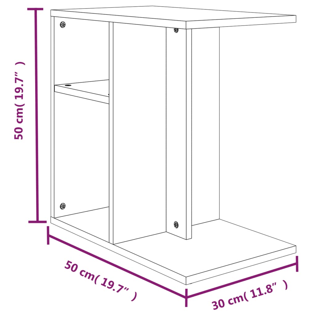 Side Table Brown Oak Look 50 X 30 X 50 Cm Engineered Wood