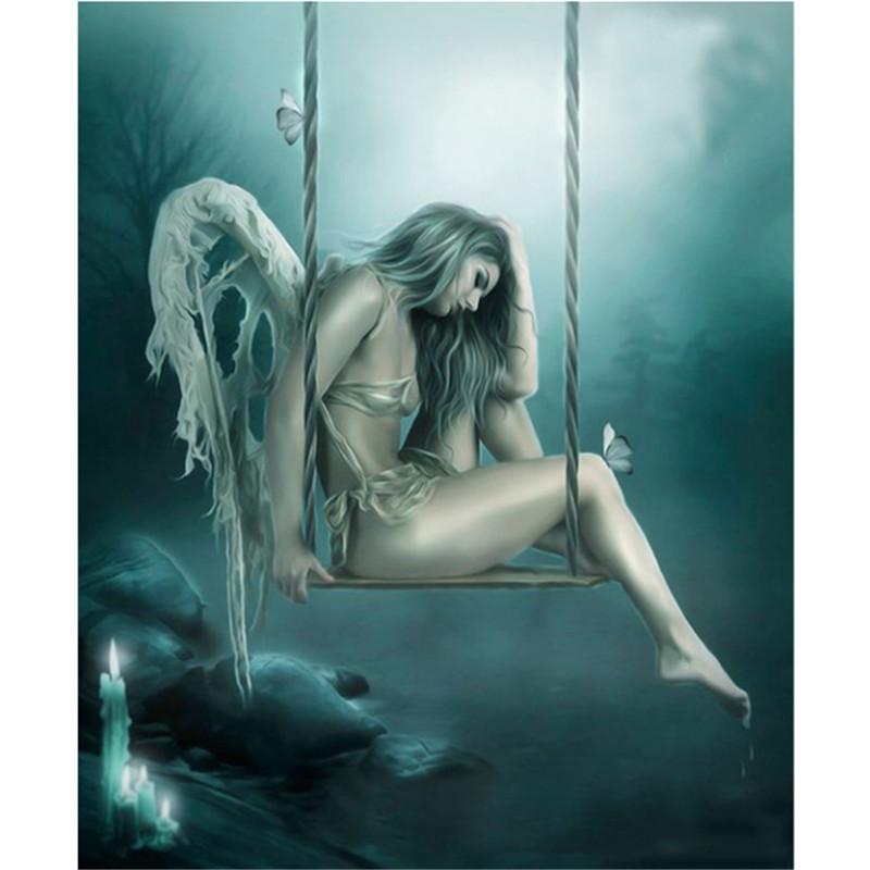 Angelo 5D fai da te pittura diamante pieno quadrato/rotondo trapano ragazza triste diamante ricamo kit punto croce arredamento casa regalo